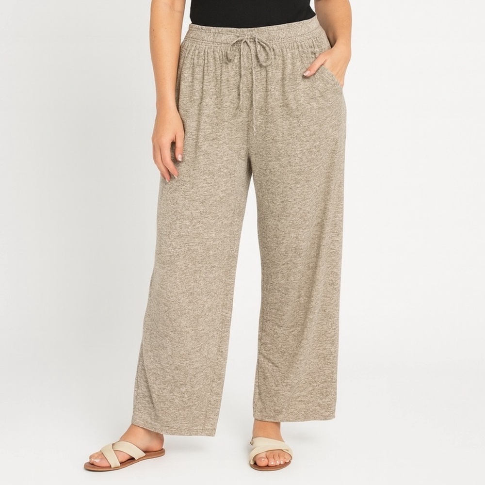 Agnes & Dora Hacci Oatmeal Color Wide Leg Pull-on Lounge Pants Size XL NWOT